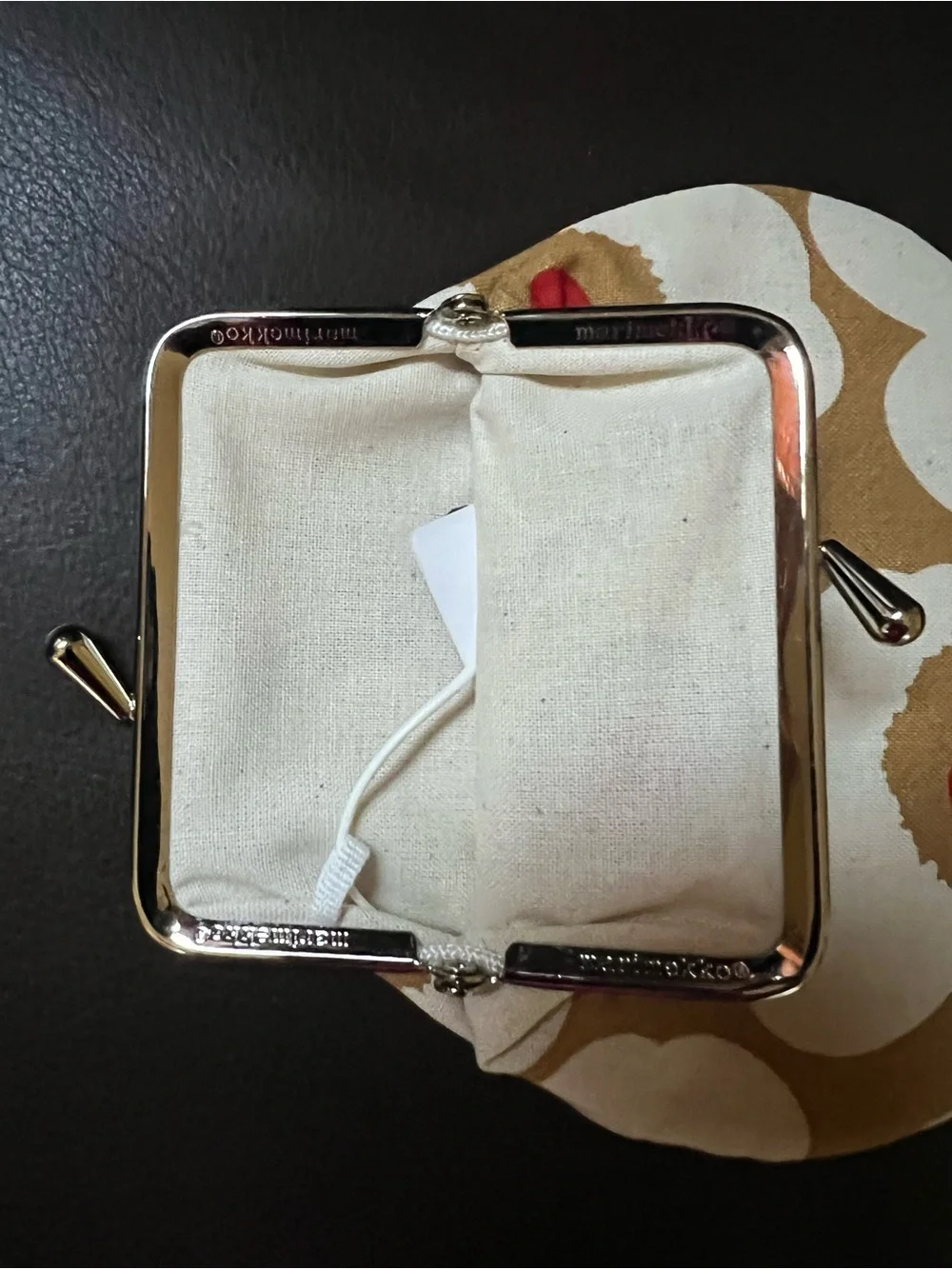 Marimekko Wallet Unikko Tan and Red Small Coin Purse - Picture 9 of 11